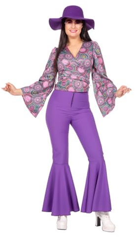 WILBERS & WILBERS 4358 - Camicetta hippie anni '70 con motivo mandala, flower power, top da discoteca per donna
