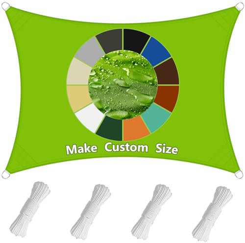 Sonnensegel Rechteck (20 Farben und 99 Größen) Sonnensegel Wasserdicht Sonnenschutz,PES Polyester 98% UV-Schutz Überdachung Plane für Garten Outdoor- 1X2m Grün