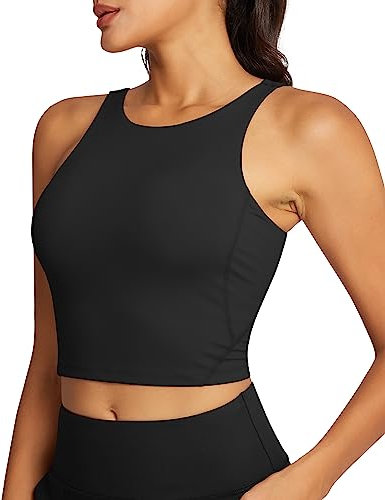 QUEENIEKE Damen Sport BH Gepolstert Ohne Bügel Crop Tops Atmungsaktive Yoga Tank Top Fitness Workout Sports Bra (Schwarz, 36)