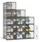 FUNLAX Schuhboxen, Stapelbar Transparent Schuhbox mit 12 Stück, Kunststoff Schuhkarton mit Magnetische Tür und Aromatherapie-Stick, bis Größe 45, Schwarz