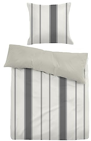 TOM TAILOR 0007713 Bettwäsche Garnitur mit Kopfkissenbezug Flanell Molly 1x 135x200 cm + 1x 80x80 cm, Light Grey