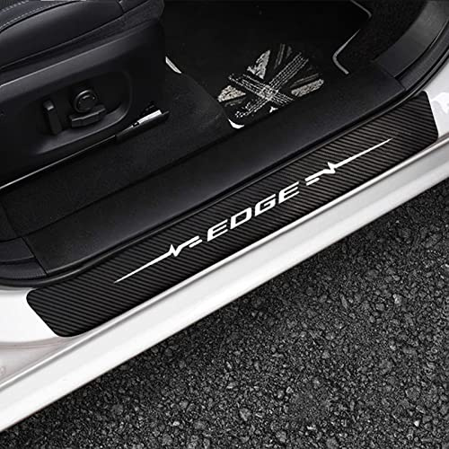 Symilov 4 Stück Auto Kohlefaser Einstiegsleisten Aufkleber, für Fo-rd Fiesta Fusion Edge C-MAX Shelby Explorer Escape, Abnutzungs Türschwellen Abdeckung Schutz Streifen Tuning Styling Zubehör, Edge