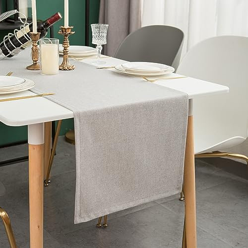 Simurq Tischläufer Modern | Abwaschbar, Wasserabweisend, Lotuseffekt | Outdoor, Pflegeleicht | Grau | Table Runner Tischband (Grau, 40x180 cm)
