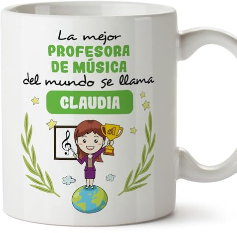 MUGFFINS Tazas Personalizadas para PROFESORA DE MÚSICA mujer - En Español - Eres Mejor del Mundo - 11 oz / 330 ml - Regalo Personalizable original y divertido