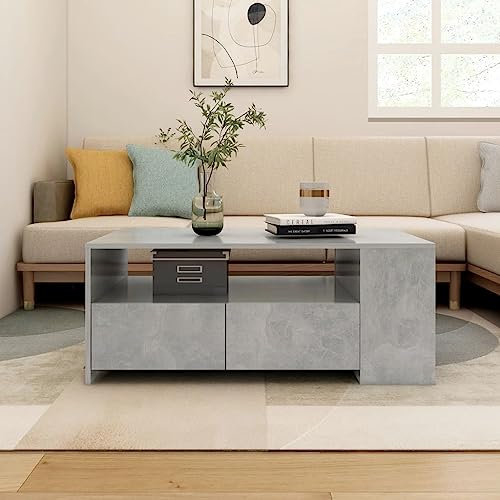 Tavolino da salotto grigio cemento 102x55x42 cm Legno Ingegnerizzato