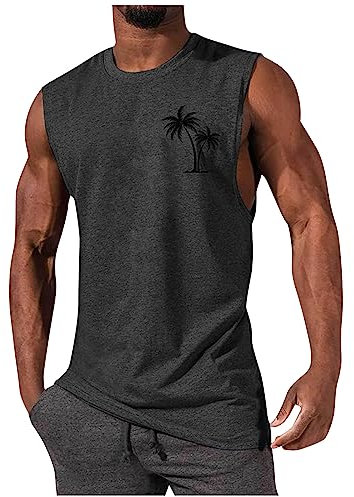 Tank Top Herren Sommer Sport Kleidung Männer Gym Clothes Men Einfarbig Ärmelloses Muskelshirts Unterhemd Rundhals Basic T-Shirt Atmungsaktive Fitness Trachtenhemd Grün