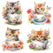 burkfeeg 4 Stück Aufkleber Katze Wandtattoo 3D Effekt Cute Sticker Sticker Katze Groß Für Heimdekoration Küche Kühlschrank Badezimmer Chlafzimmer Kinderzimmer 27x29cm