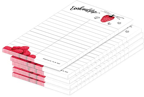 PRICARO Einkaufsliste Himbeere, magnetisch, A6, 50 Blatt, 5 Stück