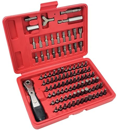 Socpuro 101Pcs Ultimate Security Bit Set, Premium Screwdriver Bit Set with Ratchet Wrench, Professional Ended Screw Tools, Slotted/Philips/Pozi/Torx/Square, Suitable for Cordless Drills