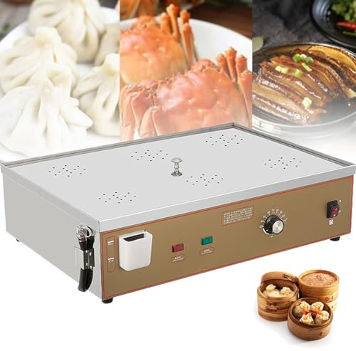 máquina de vapor comercial, máquina de vapor eléctrica comercial, máquina de vapor de acero inoxidable en forma de u para cocinar verduras, alarma de calefacción seca y hirviendo,6holes