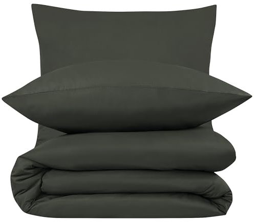 Softex Royal Baumwolle Bettwäsche 155x200 cm, 2 teiliges Bettwäsche Set, 2er Set mit 1 Kissenbezug 80x80 cm, Öko-Tex Bettwäsche Anthrazit, mit YKK Reißverschluss