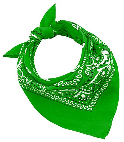 Bandana 100% Baumwolle Set 3/5/10 für Damen Herren Kinder Unisex Einfarbig und/oder Paisley Muster Code A644 (Set 20 Stück, Paisley, Grün)