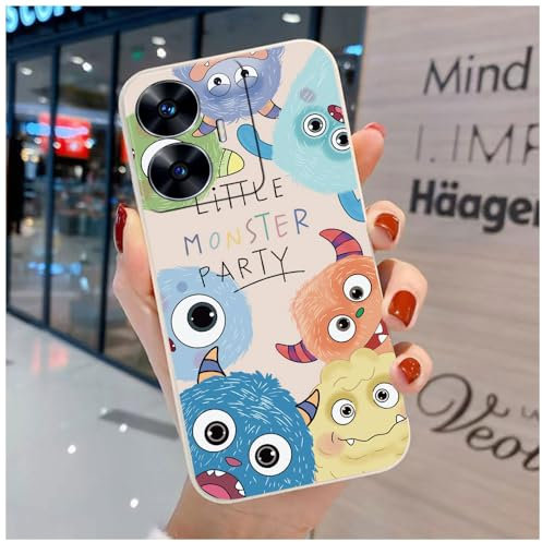 Bonita Funda Compatible con Realme C55 - Cómoda Case TPU Suave Monstruo Cereza Dibujos Animales Cover
