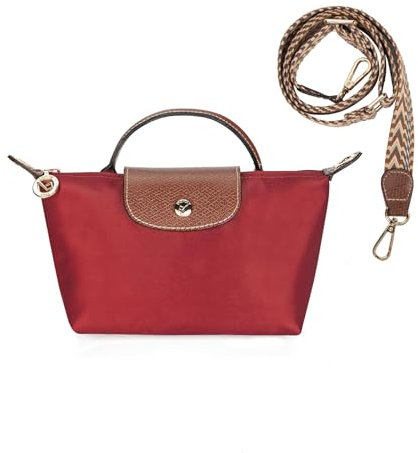 DOMAT Crossbody Tasche für Frauen, Chic leichte Geldbörse mit Leder Top-Griff, kompakte Clutch Bag, Schulter Handtasche (Rosenrot)