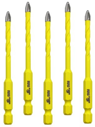 Schräger Kopf Exzenterbohrer 5MM Bitsatz DARTOTEK Spiralbohrer Holz/Kunststoff/Glas/Beton/Ziegel Multi-Material-Bohrer mit Bit-Aufbewahrungskoffer, 5 Stück