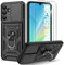 Guisessy Funda para Samsung Galaxy A16 5G/4G Armor Carcasa Cubierta de cámara Deslizante Proteger con 2 Pack Cristal Templado Protector, con 360 Anillo Soporte PC y Silicona TPU Case, Negro