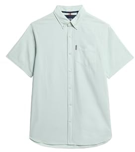 Superdry Mens Short Sleeve Oxford Shirt Light Green M