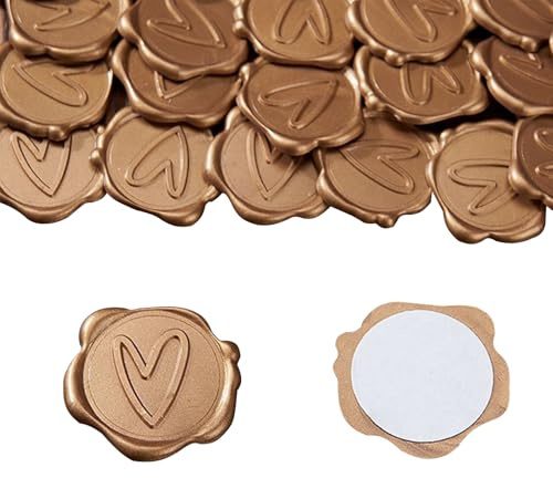 Zcbzbn50 Wachssiegel, Selbstklebende Herzmuster-Wachssiegel, Goldene Wachstumssiegel, Umschlag Siegel Aufkleber, Stempel Sticker Stempel Sticks FüR Hochzeiten Geburtstag Parteien