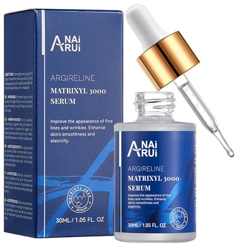 ANAiRUi Matrixyl 3000 & Argireline Anti-Aging Gesichtsserum mit Peptiden, Hyaluronsäure, gegen Falten, Kollagenförderung & Hautfeuchtigkeit | Für reife und trockene Haut | 30ml