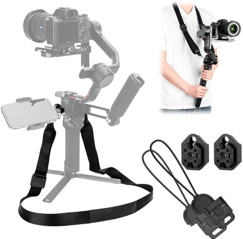 Shoulder Strap with 2 NATO Mounts for DJI RS4/RS 4 Pro/RS3/3 PRO,Quick Release RS2/RSC 2 Shoulder Mount Strap,Adjustable Weight Reducing Camera Gimbal Stabilizer Sling for Travel(No Blocking of NATO)