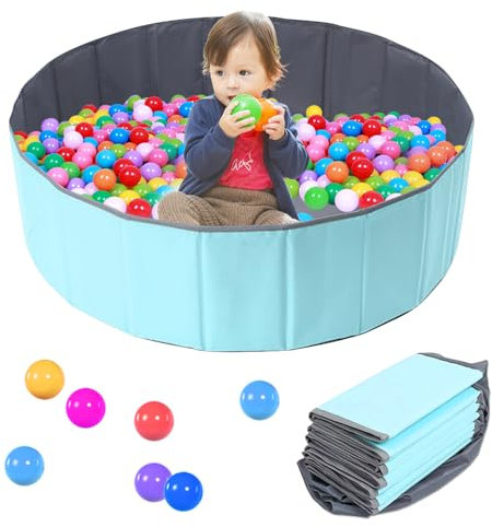 Hojalis Ball Pit, Portable Ocean Ball Pool, Round Ball Pit for Pet Cats Dogs Indoor Outdoor (Blue,100cm)