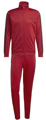 adidas Herren SPORTSWEAR BASIC 3 STRIPES TRICOT TRACKSUIT, active maroon, XXL