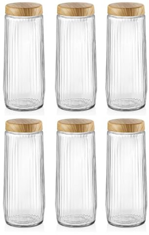 Kitchen Life 6-teiliges Glas Vorratsdosen Set 1,5L – Luftdicht mit Deckel – Aufbewahrungsgläser für Spaghetti, Konserven, Hülsenfrüchte & Trockenwaren