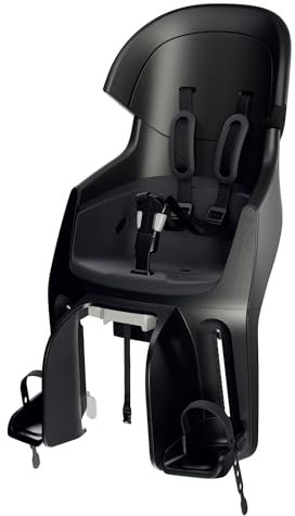 BOBIKE 8010800001 - Siège vélo arrière inclinable pour Porte-Bagages Exclusive Evolve Maxi Double paroi, Harnais 5 Points, Appui-tête réglable pour Enfants Jusqu’à 22 kg, Noir Urbain