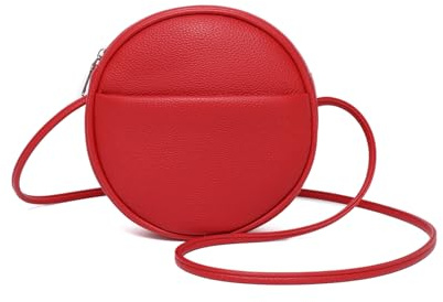 YONBEN Kleine Umhängetasche Damen Crossbody Clutch | Runde Form mit Reißverschluss und verstellbarem Knoten-Gurt – leicht für Alltag, Party, Abend und als Geschenk.