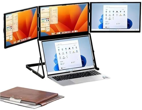 LSBHPPD 15.6 Laptop Screen Extender,Triplo Monitor Portatile Fhd 1080p,Adatto a Tutte Le Dimensioni di Laptop,Connettività USB-C/HDMI,Plug And Play per Windows & Mac 14in
