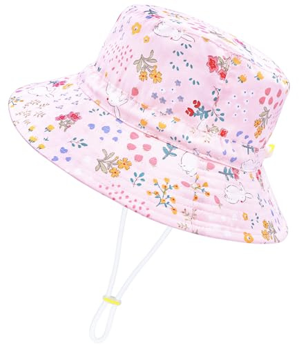 CHEESANHERR Cappello da Sole Bambino Regolabile, Berretto Pescatore Bambina Cotone, Cappelli da Spiaggia Neonato Estivo, Bucket Hat Kids Fisherman Sun Hat 2 a 8 Anni