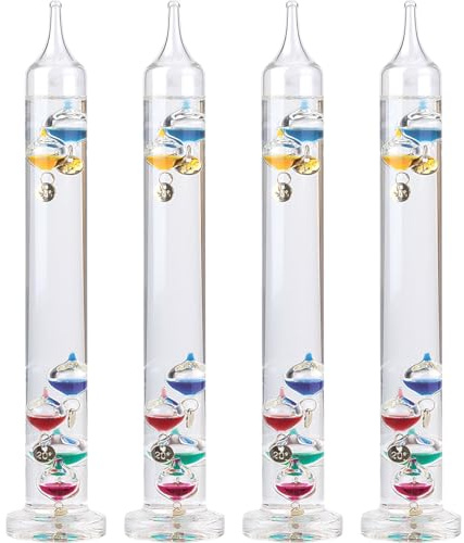PEARL Deko-Thermometer: 4er-Set Dekoratives Retro Galileo-Thermometer Classic, 27 cm (Galileithermometer, Glaskugeln)