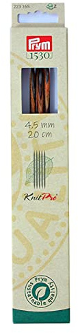 Prym 223145 Sock Knitting Needles Natural Coloured 20 cm 4.50 mm/Wood/Multi-Coloured 4.5 mm