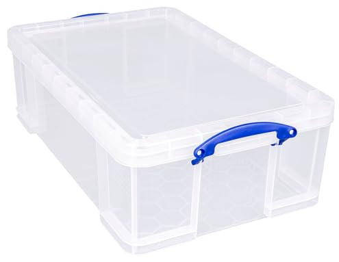 Really Useful (50Liters) Clear Stackable Storage Box - Lightweight, Robust, and Ideal for Crafts, Home Storage, Office or School Storage (Transparent)