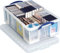 Really Useful (50Liters) Clear Stackable Storage Box - Lightweight, Robust, and Ideal for Crafts, Home Storage, Office or School Storage (Transparent)