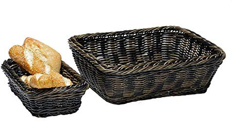 APS 40229 Korb, GN 2/3, 32,5 x 35,4 cm, Höhe 6,5 cm, mit Edelstahldraht im Rand, Polypropylen, schwarz-braun