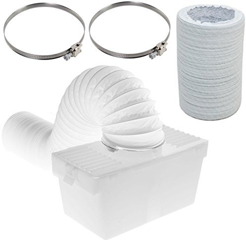 SPARES2GO Kondensator Box & Extra Langen Schlauch Kit mit Schraubenclips für Logik Trockner (10,2 cm/100 mm Durchmesser)