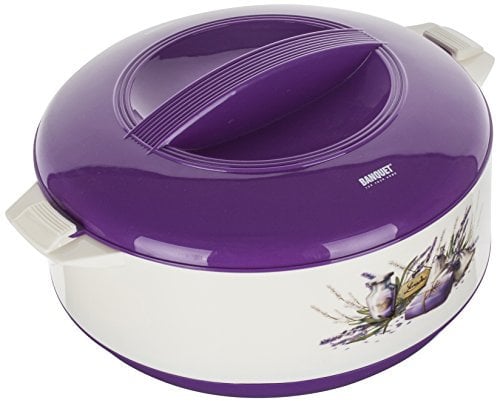 Banquet Lavande Décor Isotherme Cocotte Réchaud avec verrou, Violet/Blanc, 3.5 Litre