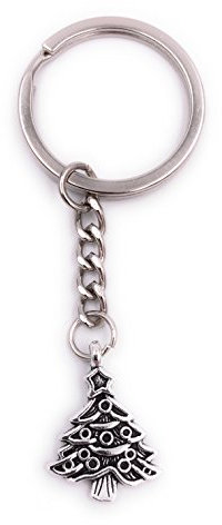 H-Customs Sapin arbre de Noël sapin porte-clés pendentif en métal argenté