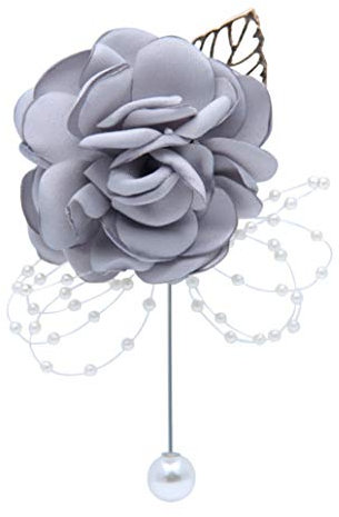 Cheerlife Haarclip Haarklipp Blumen Haarklammer Haarspange Haarschmuck Ansteckblume Rose Brosche Blumen mit Perle Grau