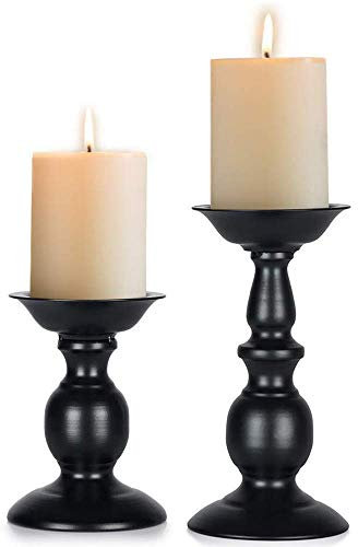 Eisen Säulenständer Kerzenhalter, Tischdekoration Kerzenständer für Hochzeit Party Geburtstag, Abendessen Bei Kerzenlicht, Vintage Kerzenständer Hausdekoration, Kupferfarbe (Schwarz, Klein + Groß)