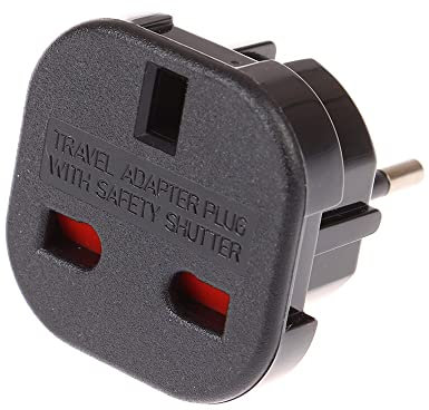 CABLEPELADO Adaptador Enchufe UK a Europeo, Adaptador Enchufe Viaje, Enchufe Tipo G a 2 Pin Europeo, Adaptador de Viaje Inglés a Español, 220-240 V, 3 Unidades, Negro