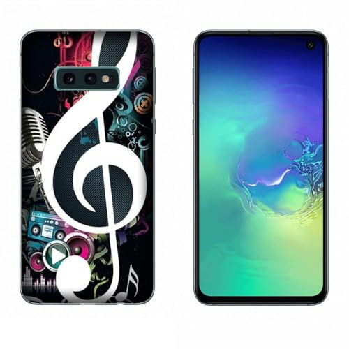 Generico Hulle kompatibel mit Samsung Galaxy S10e Musiknoten Violinschlüssel mit Mikrofon/Bedrucken Sie auch die Seiten/Telefon-Festplatte zum Aufstecken, rutschfest, Kratzfest, stoßfest, starr