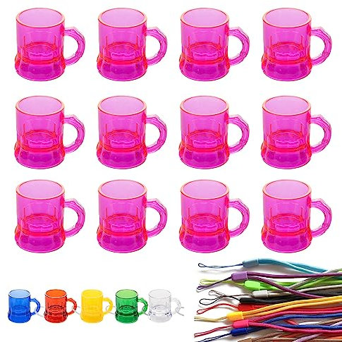 20er-Set Schnapsgläser zum Umhängen mit Henkel, Shotgläser für Partys, bunte Likörgläser, Aperitif-Gläser, Dessertgläser, vielseitig einsetzbar (Rosa, 20 Stück)