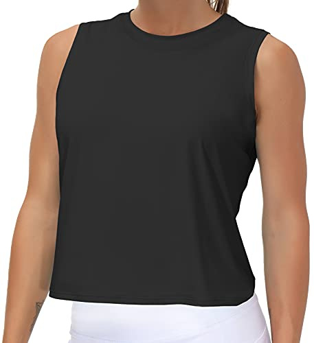 THE GYM PEOPLE Damen Eisseide Sport Tank Top Schnell Trocken Ärmellos Shirt | Lockere, Hohe Elastizität, Leicht, Atmungsaktivität, Schweißableitend, Reflektierendes Design, Laufshirt für Gym Yoga