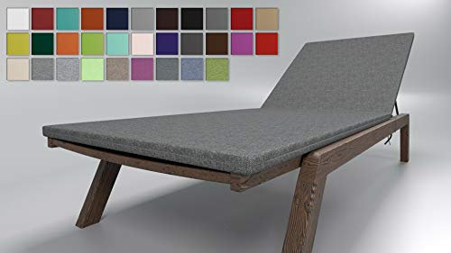 Rollmayer Sitzkissen für Sonnenliege Auflage Polster für Gartenliege Liegestuhl Strandliege Kollektion Melange (Grau 68, 190x54x4cm - 1 Stück)