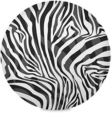 TropicalLife Place Mats Animal Zebra Print Round Placemats for Plates Dishes Non-Slip Washable Table Mats for Home Kitchen Dining Table 39 cm, Set of 6
