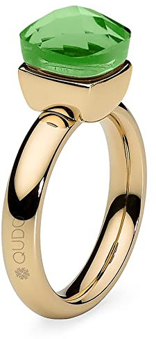 Qudo Firenze peridot gold Ring mit grünem Stein (54)