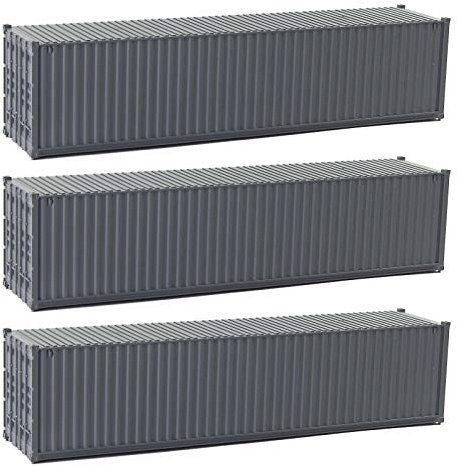 Evemodel 3Stk. 40ft Container Versand Güterwagen Spur H0 Modelleisenbahn Wagen 1:87 (dunkle grau)
