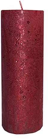Kerze Deko Stumpenkerze Rustic metallic rot 70 / 200